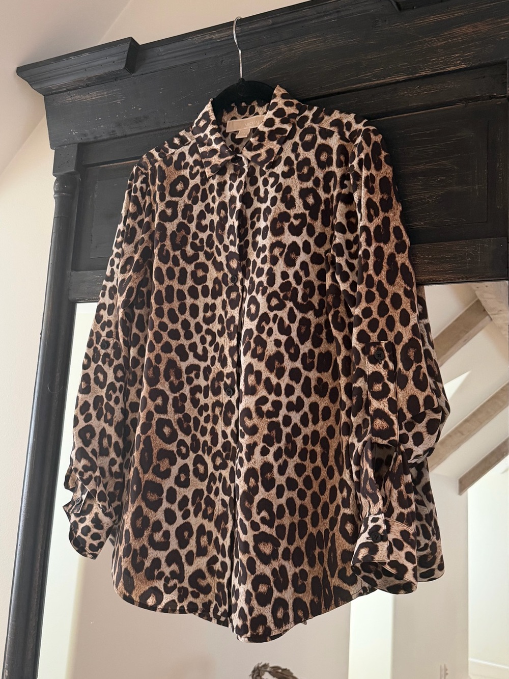 Michael Kors Leopard Print Button-Front Blouse - Brown & Black
